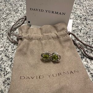 David Yurman prasiolite cushion on point infinity stud earrings